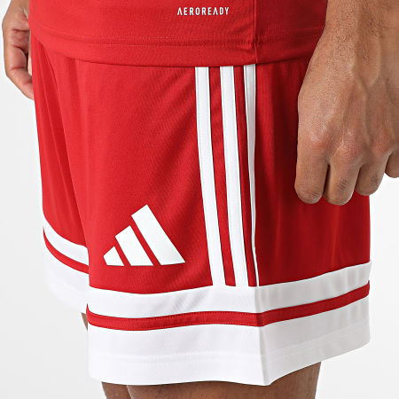 Adidas Sportswear - Ensemble Tee Shirt Et Short Jogging A Bandes SQUA25 Jersey JE2601 JE7745 Rouge Blanc